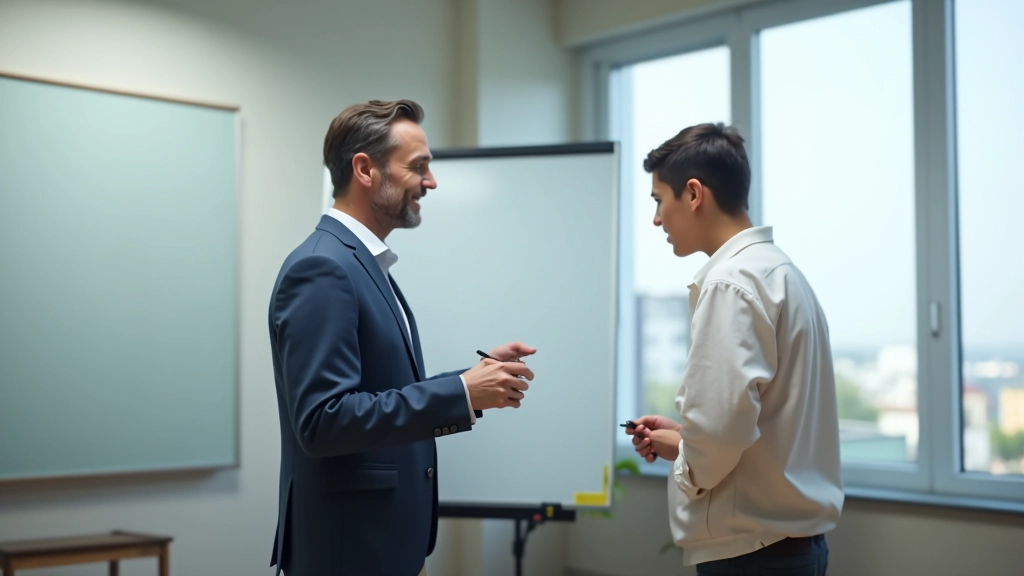 Bilgisayar laboratuvarında öğretmen ve öğrenci, interaktif whiteboard'ın yanında çalışıyor