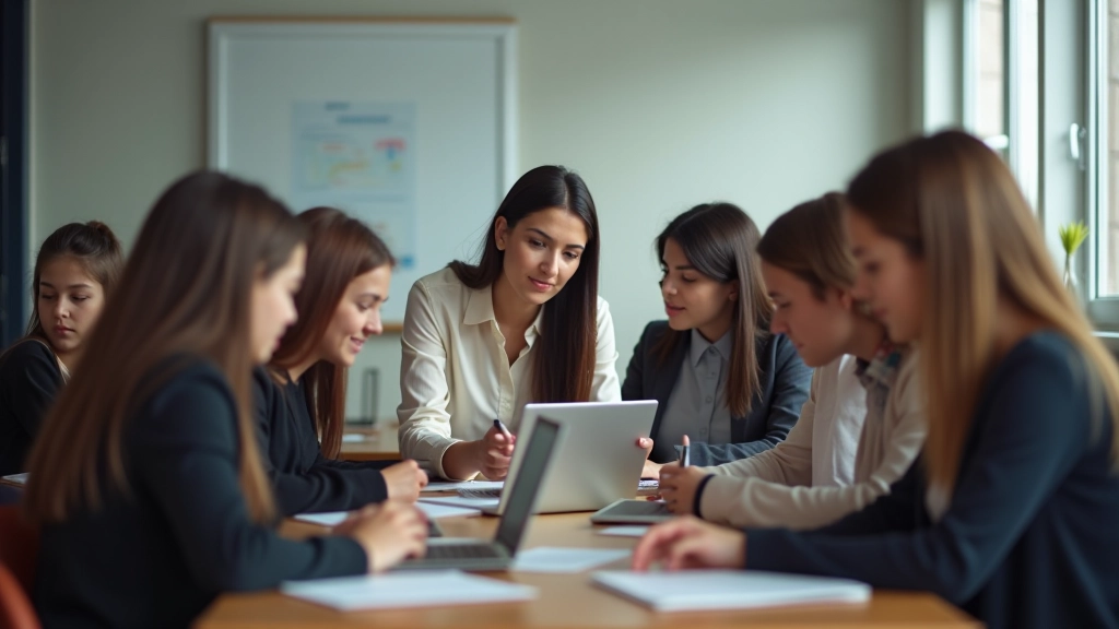 Bir öğretmen sınıfta öğrencilerle etkileşim kuruyor